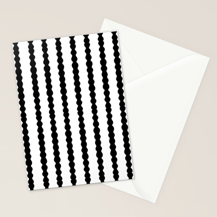Black and White, Wavy, Squiggle, Stripes Stationery Card Gallery Image 2