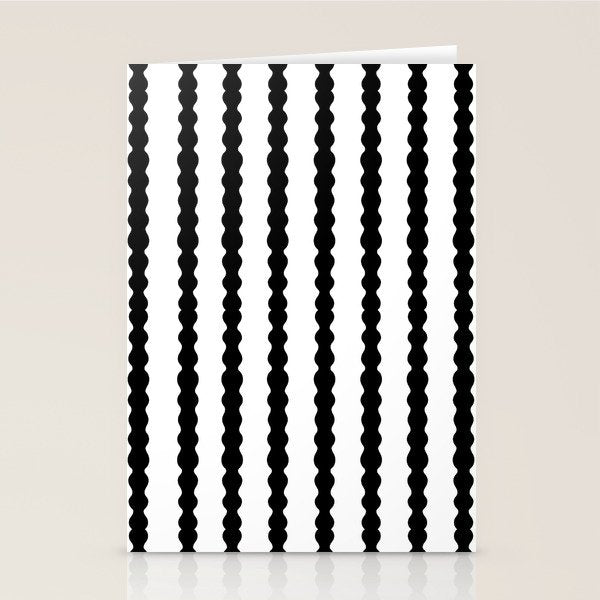 Black and White, Wavy, Squiggle, Stripes Stationery Card Gallery Image 1