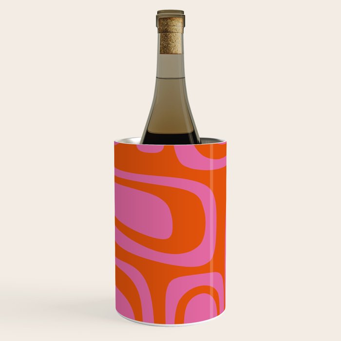 Palm Springs Retro Abstract Pattern in Bright Pink and Orange Red Wine Chiller Gallery Image 1