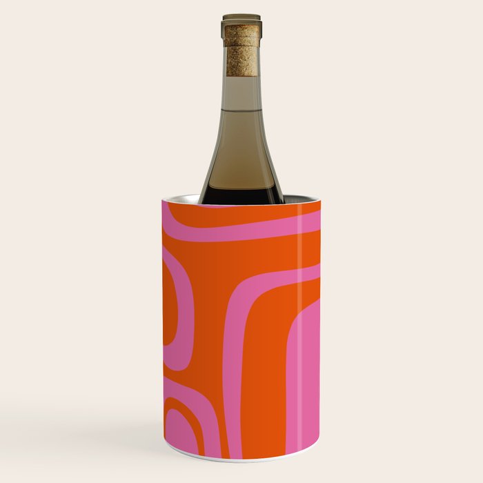 Palm Springs Retro Abstract Pattern in Bright Pink and Orange Red Wine Chiller Gallery Image 3