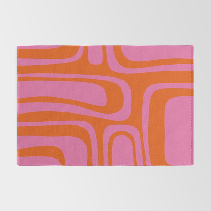 Palm Springs Retro Abstract Pattern in Bright Pink and Orange Red Rug Gallery Image 2