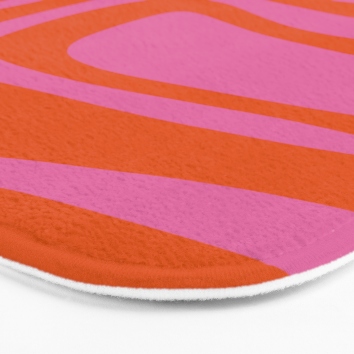 Palm Springs Retro Abstract Pattern in Bright Pink and Orange Red Bath Mat Gallery Image 3