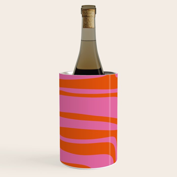 Palm Springs Retro Abstract Pattern in Bright Pink and Orange Red Wine Chiller Gallery Image 2