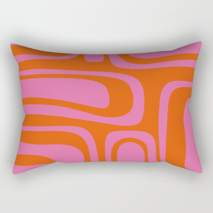 Palm Springs Retro Abstract Pattern in Bright Pink and Orange Red Rectangular Pillow Gallery Image 2