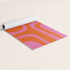Palm Springs Retro Abstract Pattern in Bright Pink and Orange Red Yoga Mat Gallery Image 2