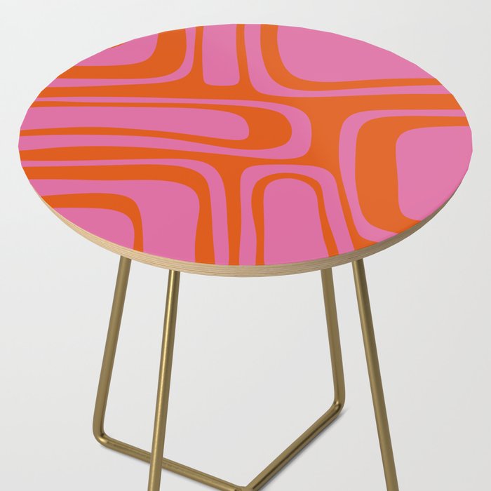 Palm Springs Retro Abstract Pattern in Bright Pink and Orange Red Side Table Gallery Image 2