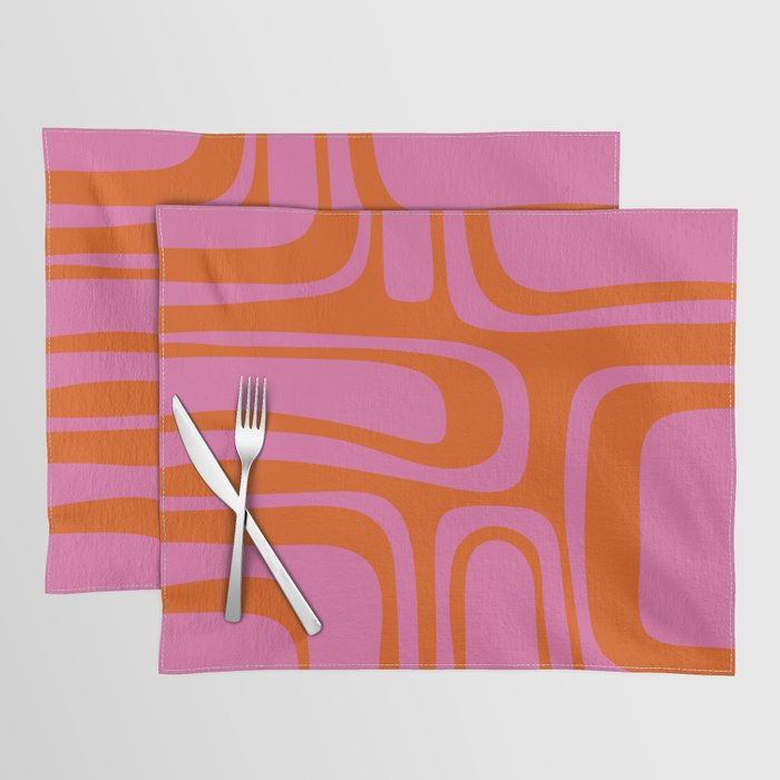 Palm Springs Retro Abstract Pattern in Bright Pink and Orange Red Placemat Gallery Image 1