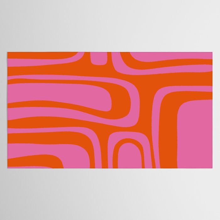 Palm Springs Retro Abstract Pattern in Bright Pink and Orange Red Tablecloth Gallery Image 2