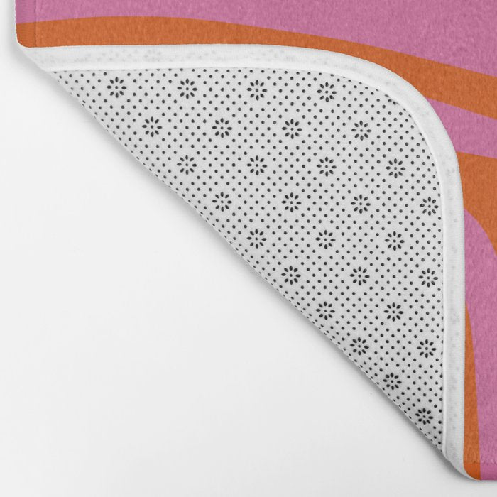 Palm Springs Retro Abstract Pattern in Bright Pink and Orange Red Bath Mat Gallery Image 2