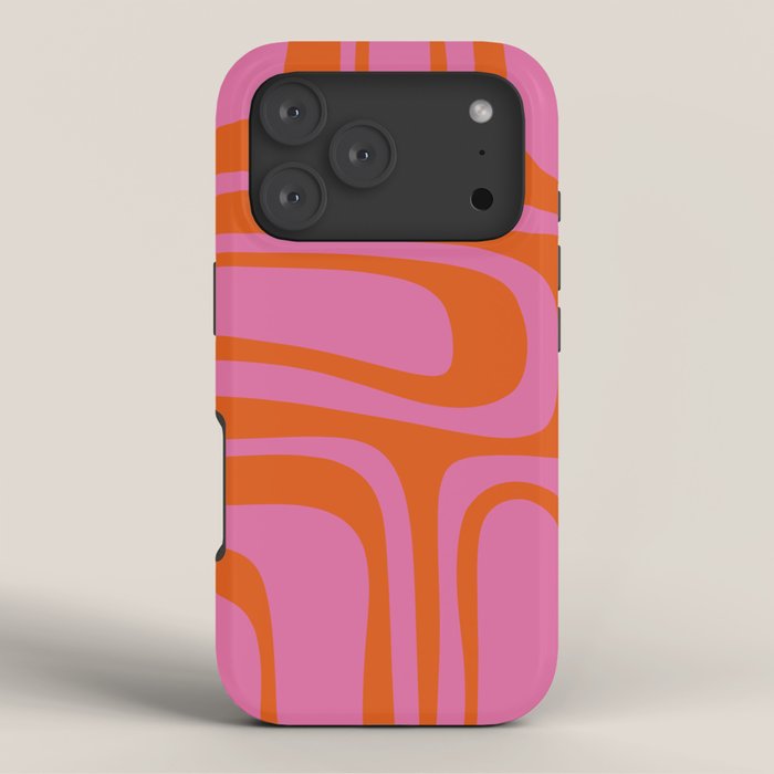 Palm Springs Retro Abstract Pattern in Bright Pink and Orange Red iPhone Case Gallery Image 3