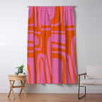 Palm Springs Retro Abstract Pattern in Bright Pink and Orange Red Window Curtain Gallery Image 5