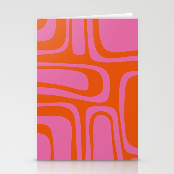 Palm Springs Retro Abstract Pattern in Bright Pink and Orange Red Stationery Card Gallery Image 2