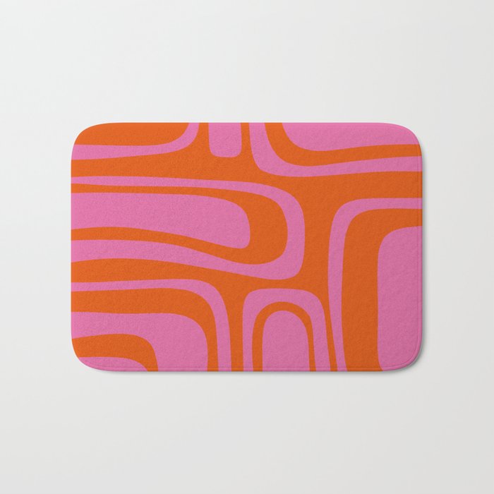 Palm Springs Retro Abstract Pattern in Bright Pink and Orange Red Bath Mat Gallery Image 1