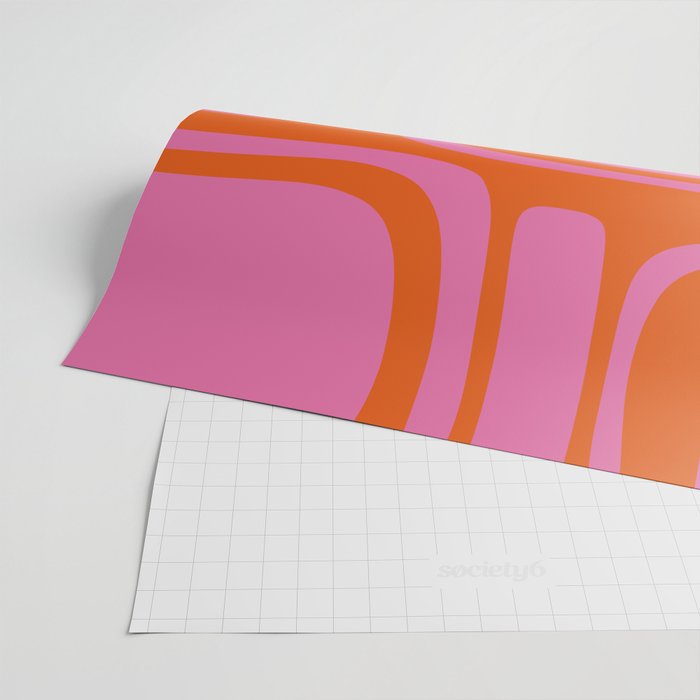 Palm Springs Retro Abstract Pattern in Bright Pink and Orange Red Wrapping Paper Gallery Image 2