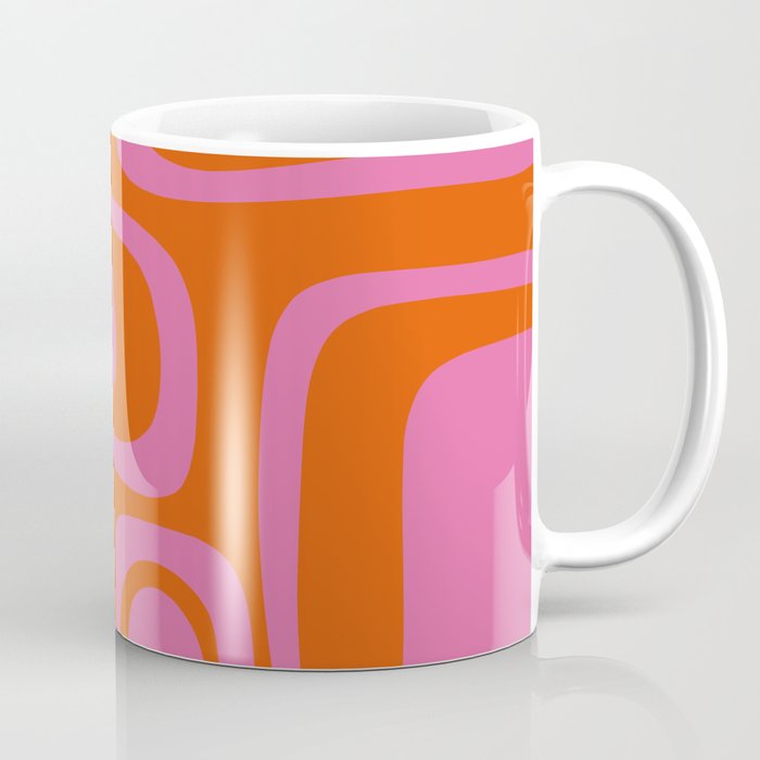 Palm Springs Retro Abstract Pattern in Bright Pink and Orange Red Coffee Mug Gallery Image 1