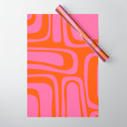Palm Springs Retro Abstract Pattern in Bright Pink and Orange Red Wrapping Paper Gallery Image 1