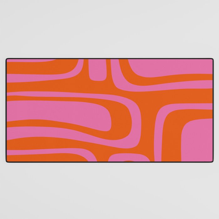 Palm Springs Retro Abstract Pattern in Bright Pink and Orange Red Desk Mat Gallery Image 3