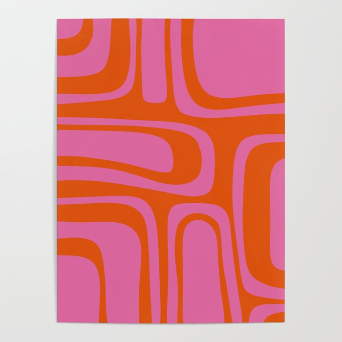 Palm Springs Retro Abstract Pattern in Bright Pink and Orange Red Poster Gallery Image 4
