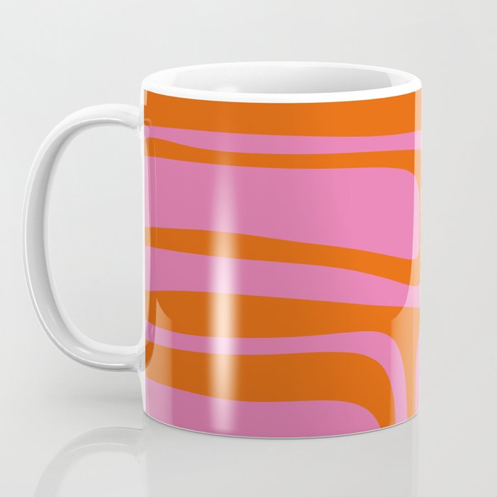 Palm Springs Retro Abstract Pattern in Bright Pink and Orange Red Coffee Mug Gallery Image 3
