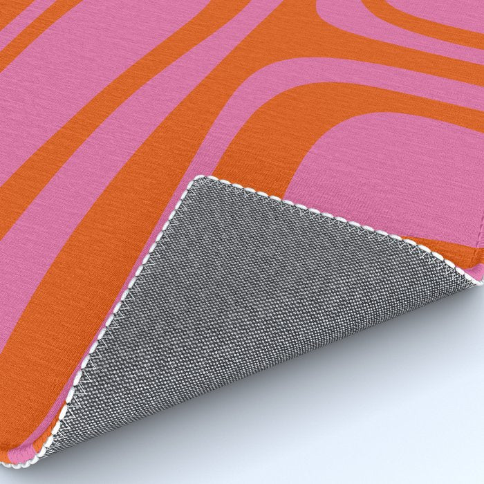Palm Springs Retro Abstract Pattern in Bright Pink and Orange Red Rug Gallery Image 4