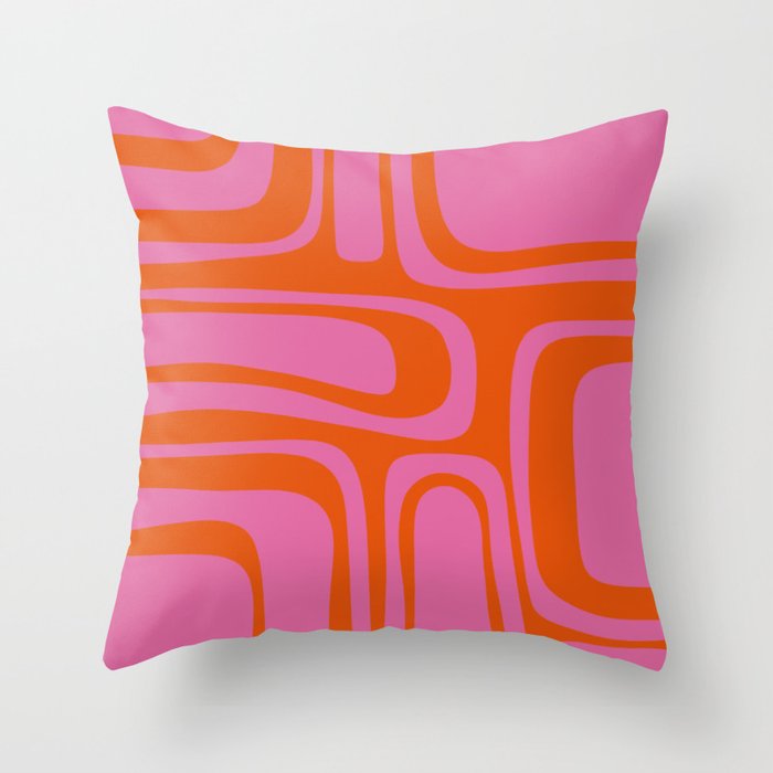 Palm Springs Retro Abstract Pattern in Bright Pink and Orange Red Throw Pillow Gallery Image 6
