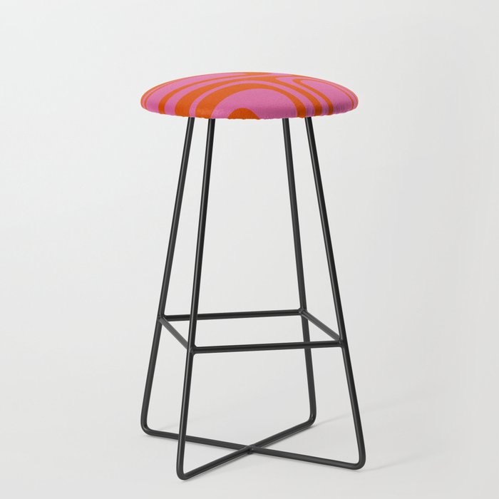 Palm Springs Retro Abstract Pattern in Bright Pink and Orange Red Stool Gallery Image 1