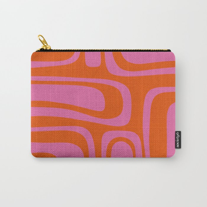 Palm Springs Retro Abstract Pattern in Bright Pink and Orange Red Carry All Pouch Gallery Image 1