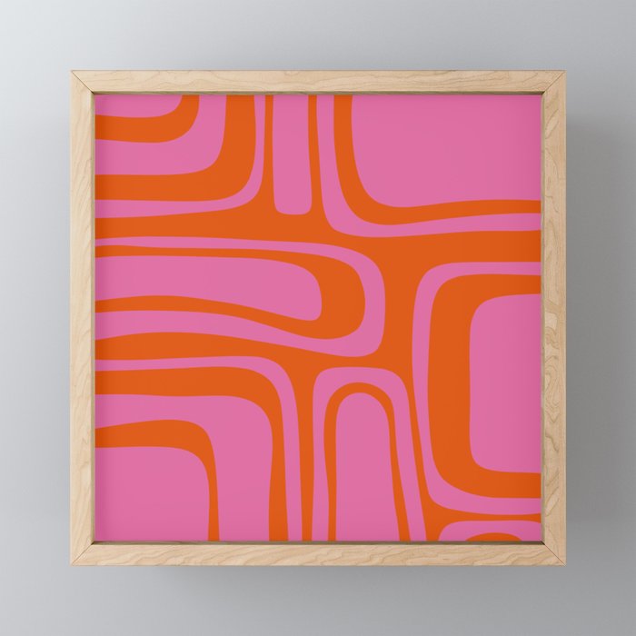 Palm Springs Retro Abstract Pattern in Bright Pink and Orange Red Mini Art Print Gallery Image 1