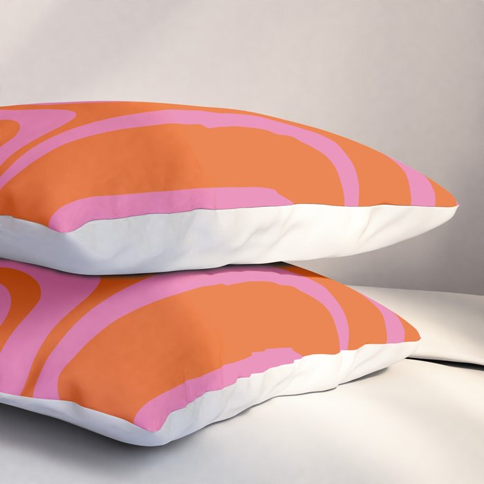 Palm Springs Retro Abstract Pattern in Bright Pink and Orange Red Pillow Sham Gallery Image 3
