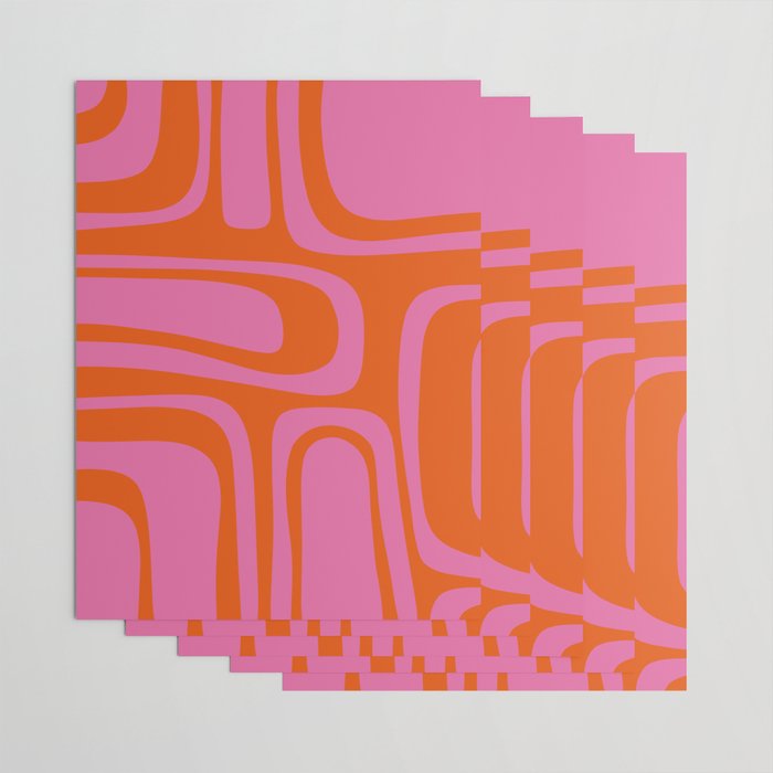 Palm Springs Retro Abstract Pattern in Bright Pink and Orange Red Wrapping Paper Gallery Image 3