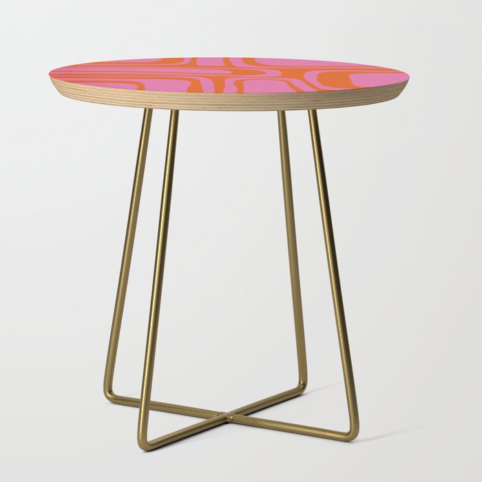 Palm Springs Retro Abstract Pattern in Bright Pink and Orange Red Side Table Gallery Image 1