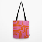 Palm Springs Retro Abstract Pattern in Bright Pink and Orange Red Tote Bag Gallery Image 2