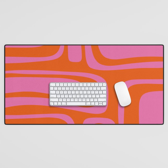 Palm Springs Retro Abstract Pattern in Bright Pink and Orange Red Desk Mat Gallery Image 1