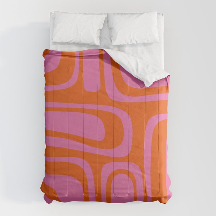 Palm Springs Retro Abstract Pattern in Bright Pink and Orange Red Comforter Gallery Image 6