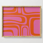 Palm Springs Retro Abstract Pattern in Bright Pink and Orange Red Serving Tray Gallery Image 1