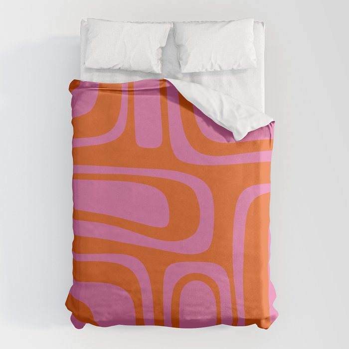 Palm Springs Retro Abstract Pattern in Bright Pink and Orange Red Duvet Cover Gallery Image 6