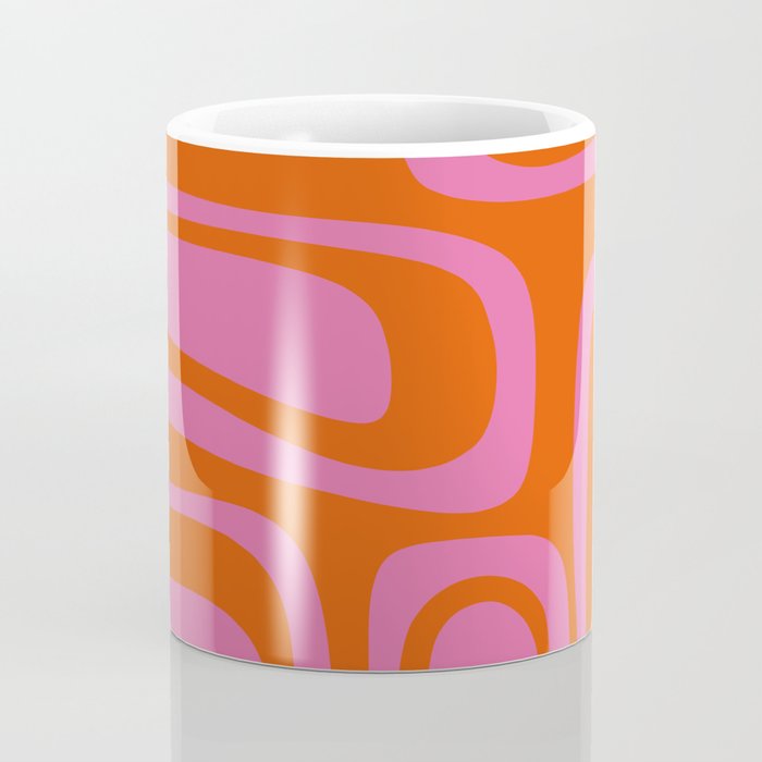 Palm Springs Retro Abstract Pattern in Bright Pink and Orange Red Coffee Mug Gallery Image 4