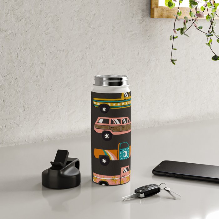Retro Roads - Charcoal Water Bottle Gallery Image 4