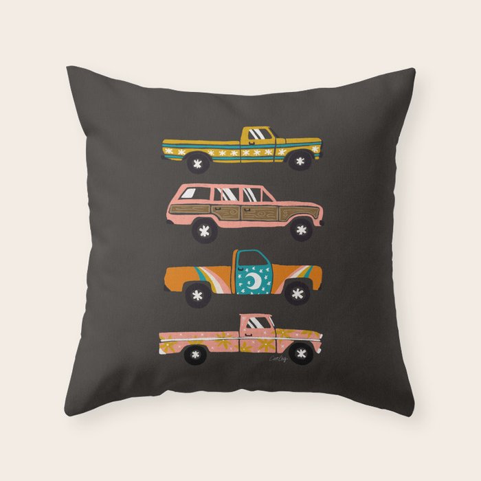 Retro Roads - Charcoal Throw Pillow Gallery Image 6