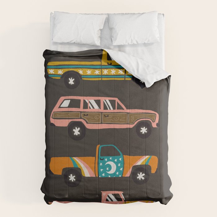 Retro Roads - Charcoal Comforter Gallery Image 1