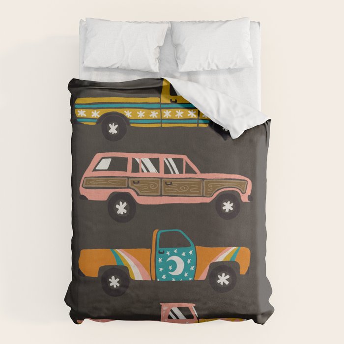 Retro Roads - Charcoal Duvet Cover Gallery Image 6