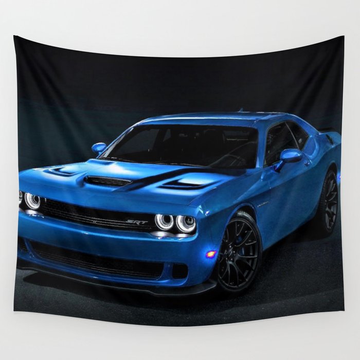 B5 Blue Hellcat Challenger SRT Wall Tapestry Gallery Image 4