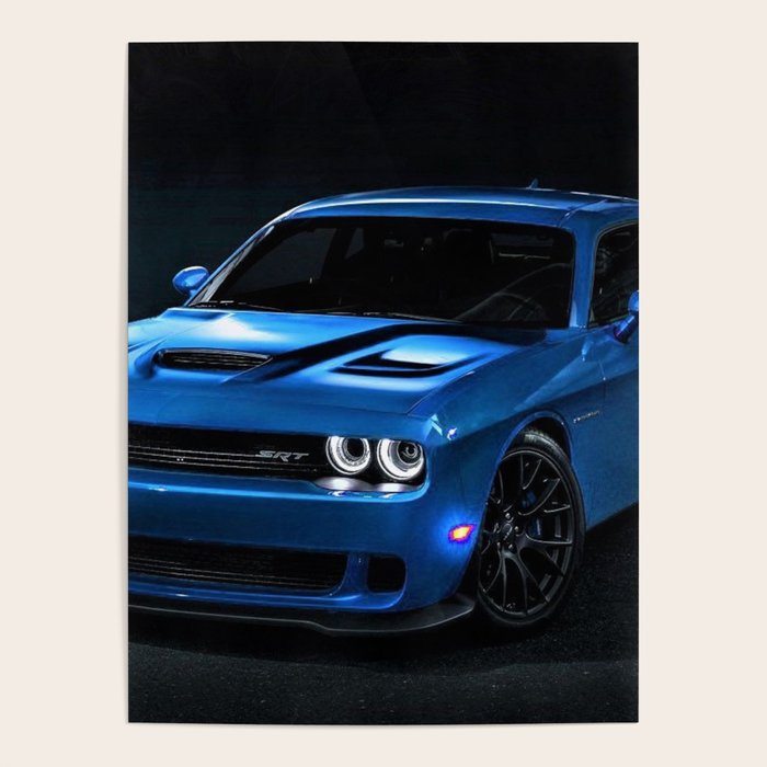 B5 Blue Hellcat Challenger SRT Poster Gallery Image 1