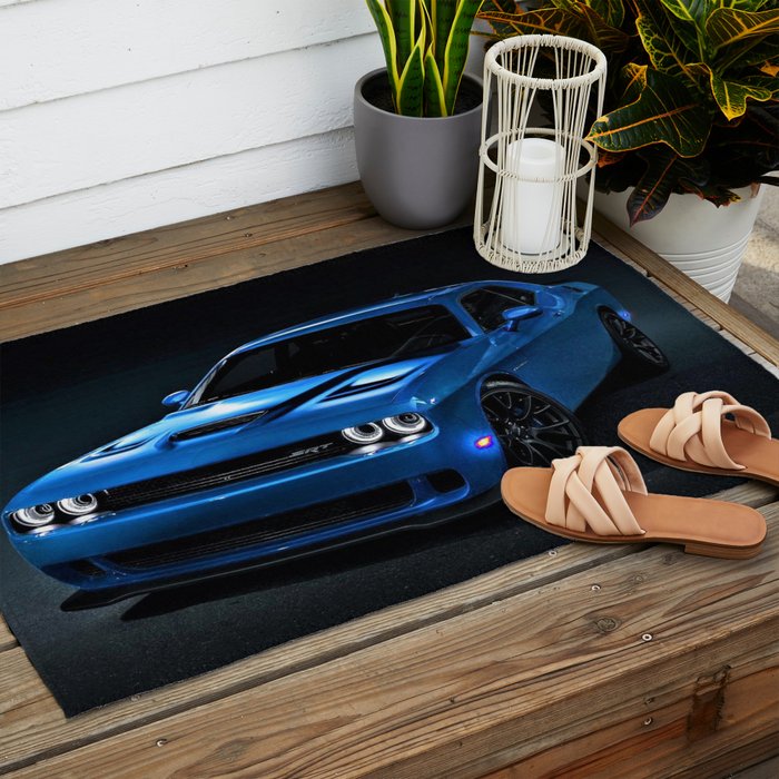 B5 Blue Hellcat Challenger SRT Outdoor Rug Gallery Image 2
