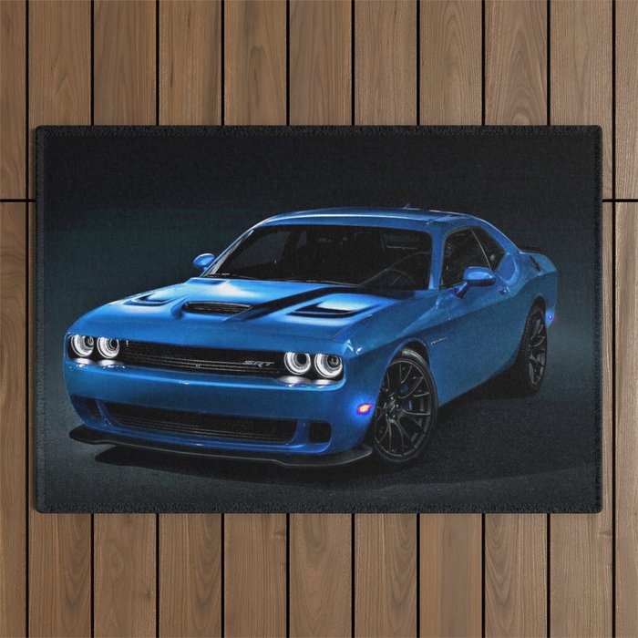 B5 Blue Hellcat Challenger SRT Outdoor Rug Gallery Image 1