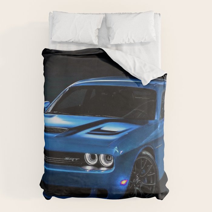 B5 Blue Hellcat Challenger SRT Duvet Cover Gallery Image 1