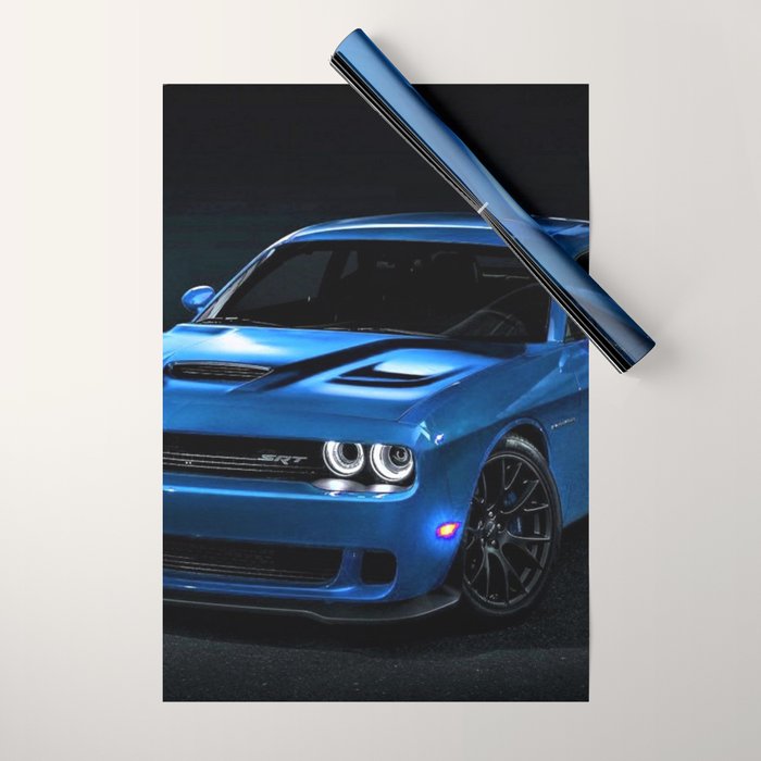 B5 Blue Hellcat Challenger SRT Wrapping Paper Gallery Image 1