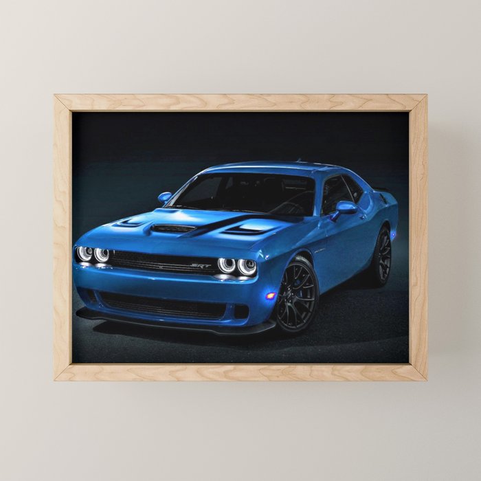 B5 Blue Hellcat Challenger SRT Mini Art Print Gallery Image 1