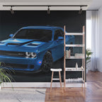 B5 Blue Hellcat Challenger SRT Wall Mural Gallery Image 1