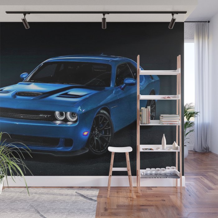 B5 Blue Hellcat Challenger SRT Wall Mural Gallery Image 1